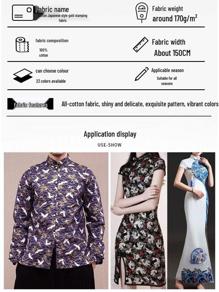 Baumwollstoff mit japanischem Glückskatzen-Druck für Cheongsam- und Hanfu-Kleidung