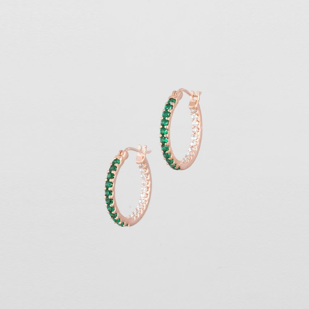 [Judy And Paul] Azuh Emerald Green Crystal Hoop Earrings E51689