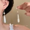 New Chinese-style smudged agate water drop ear hook, simple and advanced earrings, versatile and exquisite temperament, national style trend earrings