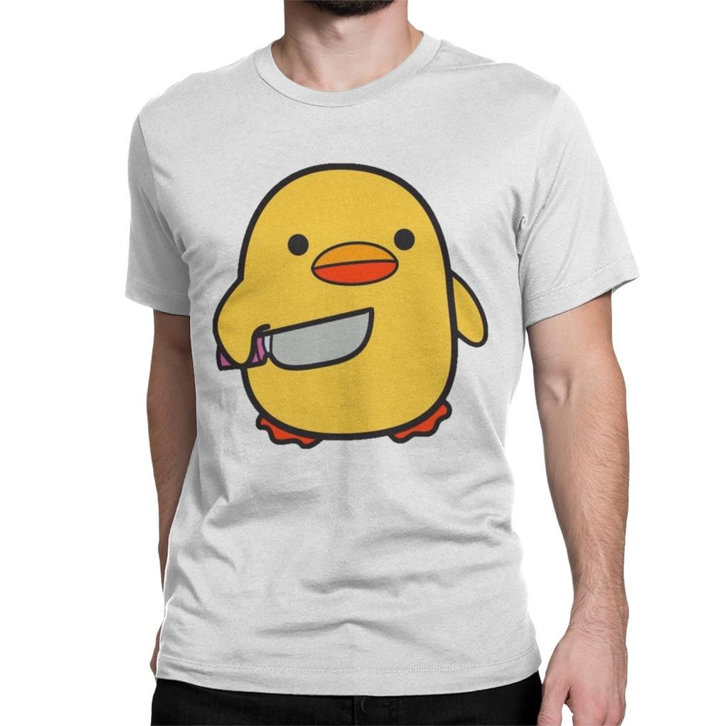 Lustige Ente mit Messer T-Shirts für Unisex Damen Neuheit Baumwoll-T-Shirt O-Ausschnitt Kurzarm T-Shirts Geschenk Kleidung Unisex