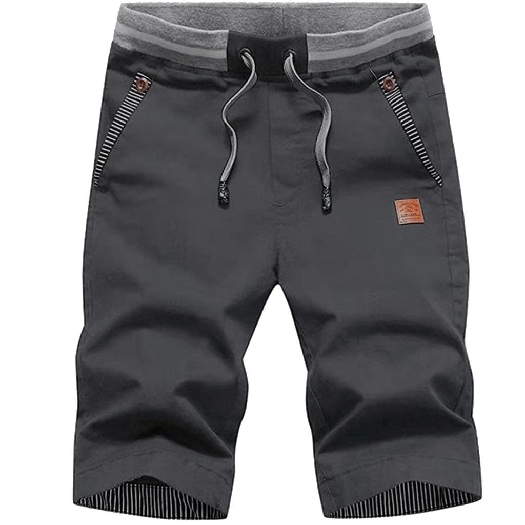 Pantaloni Corti Casual Versatili da Uomo alla Moda con Tasche e Cuciture Lente