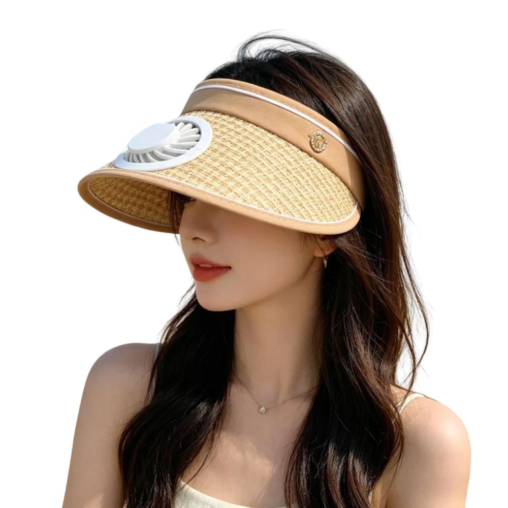 Breathable Solar Fan Hat Folding Cooling Sunshade Hat Comfortable To Wear Sun Hat with Fan  Hiking