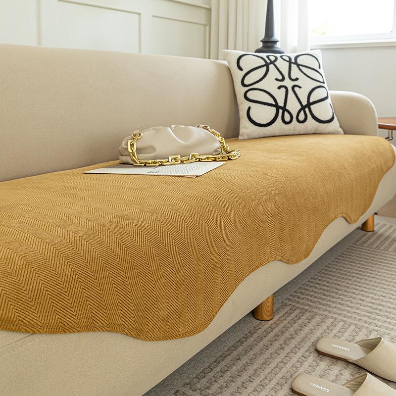 Chenier Special-Shaped Sofa Cushion, Universal In All Seasons, Non-Slip Herringbone Pattern Seat Cushion, Irregular Shape, Sofa Cover Towel