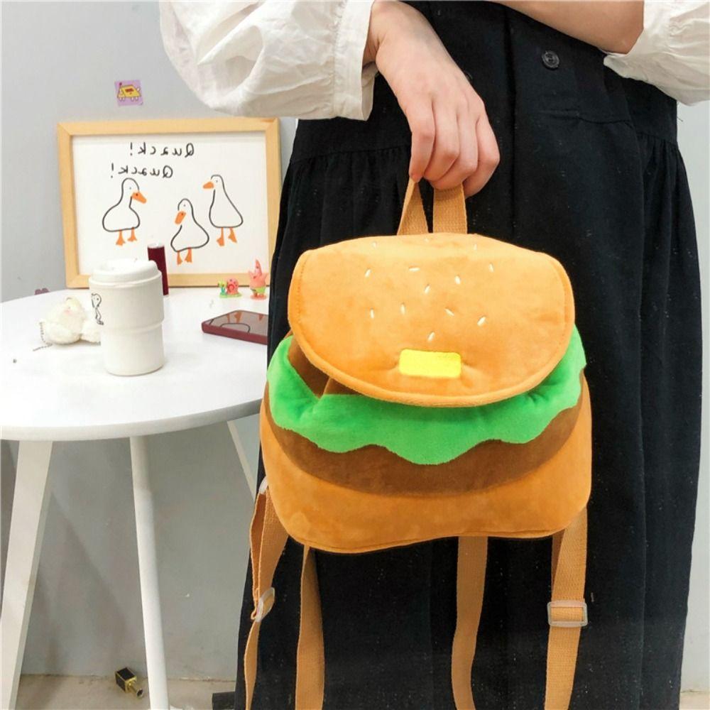 Parent-child Backpack Cartoon Burger Bag Hamburger Plush Backpack Kids Pack Kindergarten School Bag