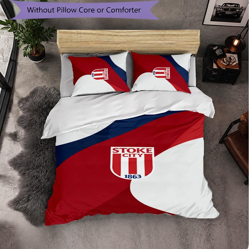 Stoke City Football Set Lenzuola 3 Pezzi Morbido Copripiumino con Federe Set Decorazione Camera da Letto per Casa