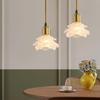 Romantic French Petal Glass Chandelier - Japanese Brass Bar Counter, B&B Living Room, American Retro Bedroom, Bedside Hanging Lamp