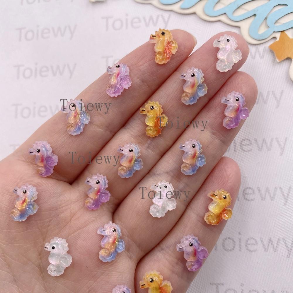 50pcs Resin Mini Colorful Mermaid Tail Shell Starfish Seahorse Conch Flatback Rhinestones Figurine Nail Art DIY Scrapbook Crafts