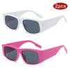Protective Glasses 2pcs Fashion Large Frame Square Sunglasses Trendy Personality Sun Glasses Simple Design Eyewear Female