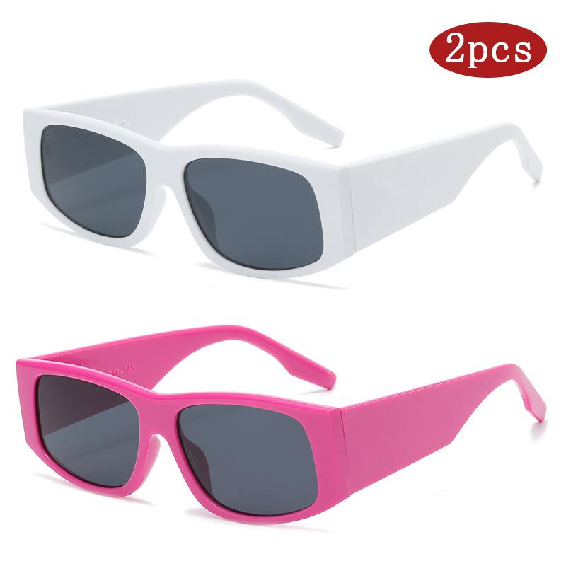 Protective Glasses 2pcs Fashion Large Frame Square Sunglasses Trendy Personality Sun Glasses Simple Design Eyewear Female