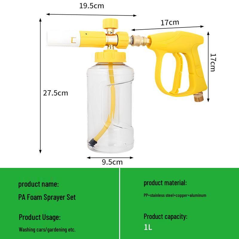Foam Pot Water Gun Set: Quick Connect Universal High-Pressure Car Wash Spray Gun