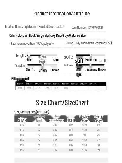 Men's Lightweight Hooded Duck Down Jacket