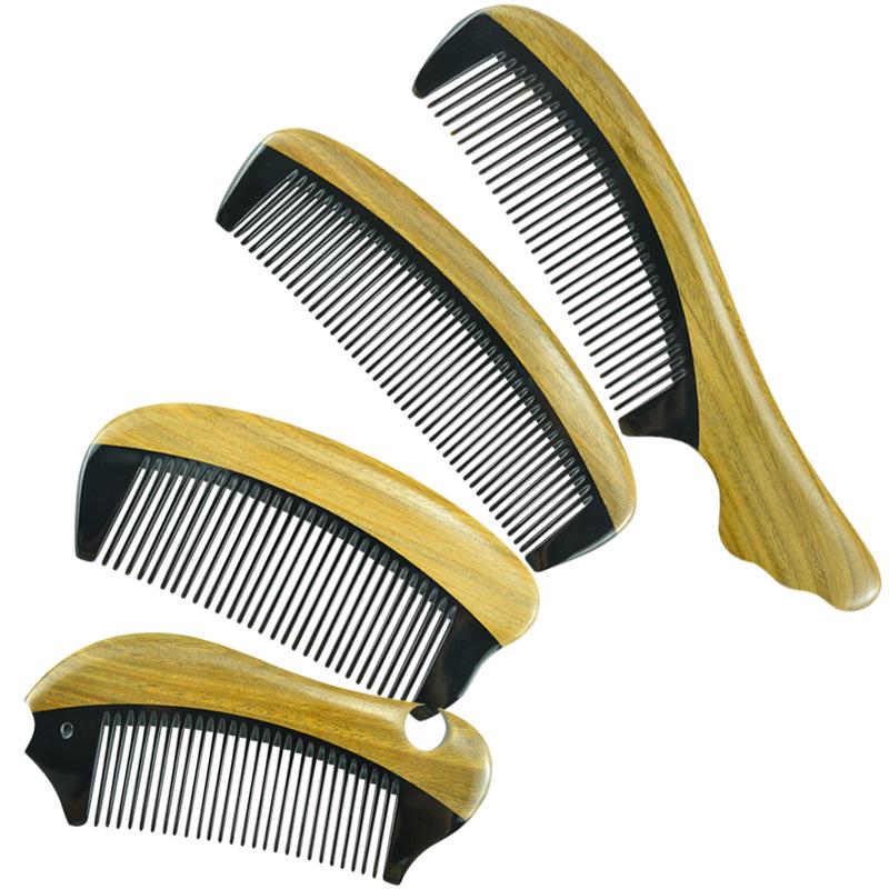 Portable Jade Sandalwood and Cow Horn Comb for Men & Women - Free Custom Engraving Gift Comb