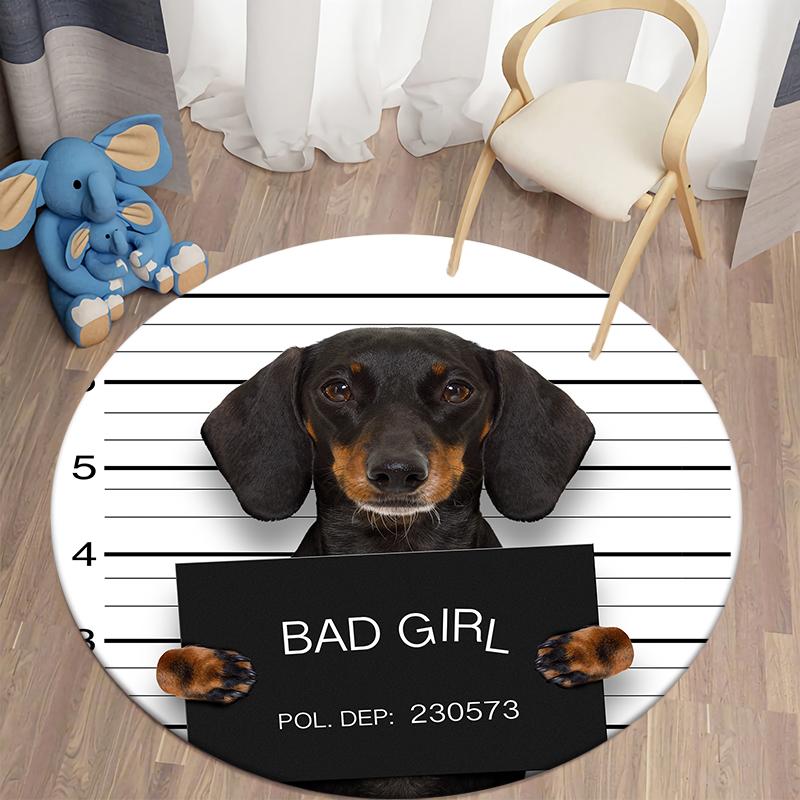 Bad Dog Cat Print Muster Runder Teppich Bodenmatte Home Wohnzimmer Sofa Schlafzimmer Bodendekoration Polyester Teppich