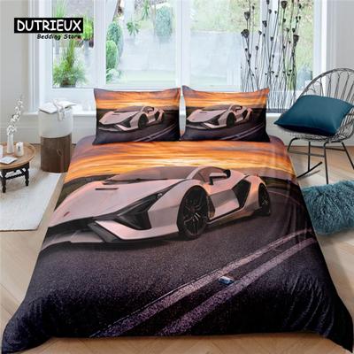 Home Living Luxury 3D Racing Car Bedding Set Comfortable Duvet Cover Set Kids Bedding Set Queen and King EU/US/AU/UK Size