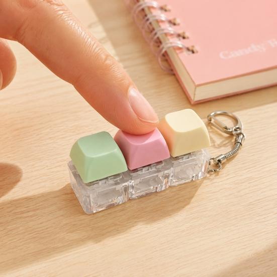 Anxiety Relief Finger Toy 3/4-Keys Keyboard Fidget Toy Stress Push Button Mini Keychain Clicker Keychain Pocket Size Mechanical Office Buster