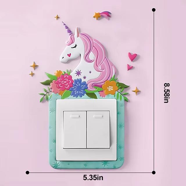 

3D Unicorn Switch Sticker Cartoon Kids Room Decor luminous Stickers Switch Cover Wall Light Unicorn Socket Stickers Decoration синий