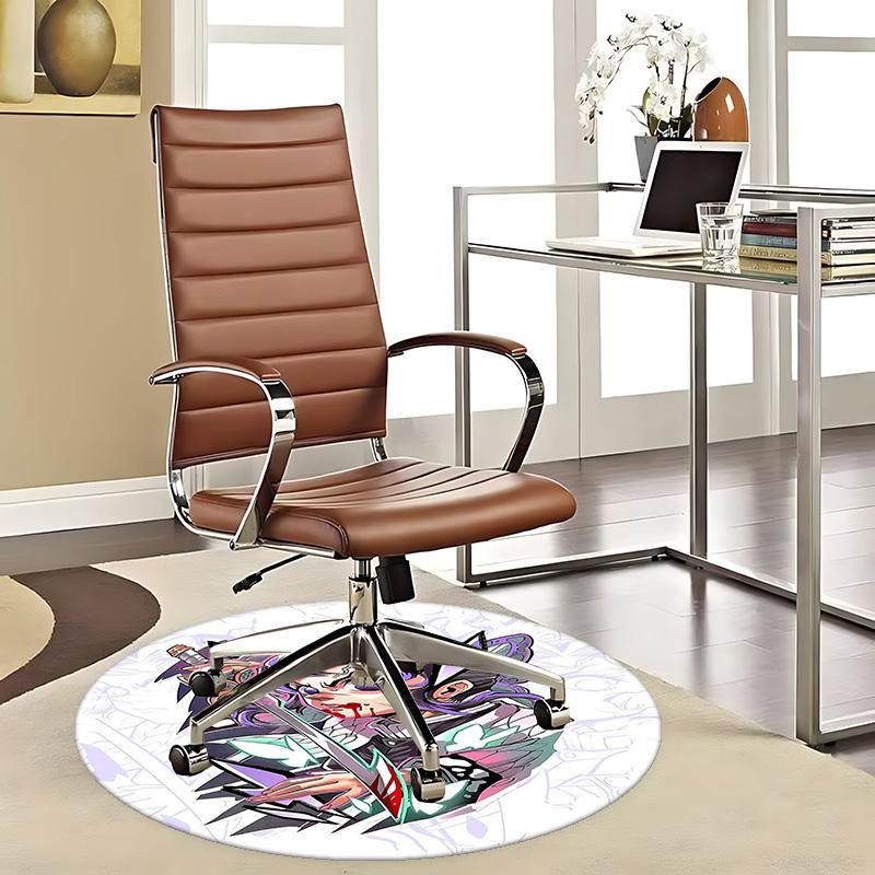1pc Anime Butterfly Warrior Round Carpet - Office Chair Mat, Anti-Slip Rug for Home Decor