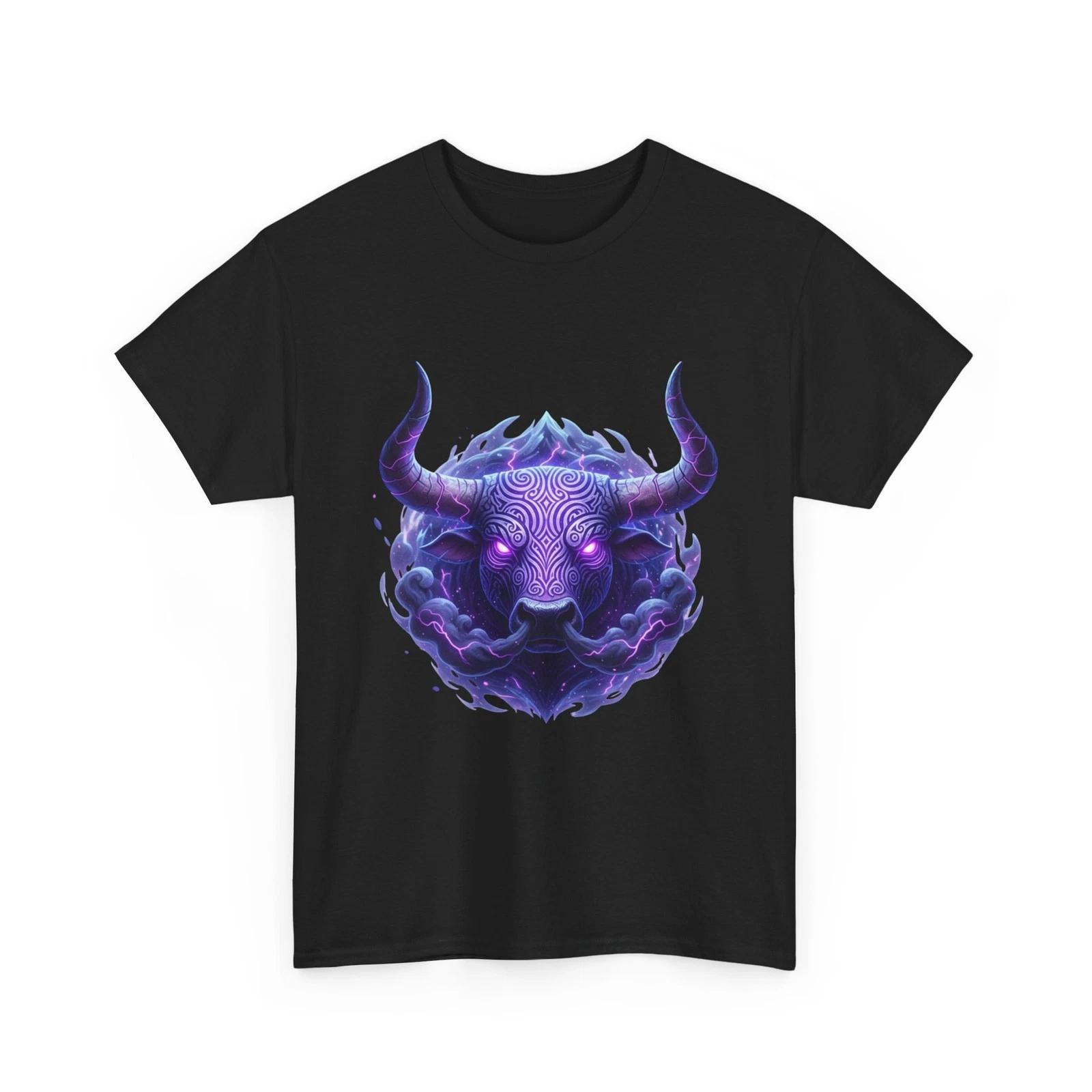Мистический Бык Футболка | Неоновая Космическая Буйвол Футболка, Крутая Футболка, Футболка с Диким Животным 2XL
