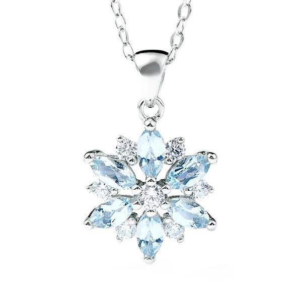Women's Blue Zircon Snowflake Necklace: Trendy, Versatile Clavicle Chain Luxury Fashion Accessory