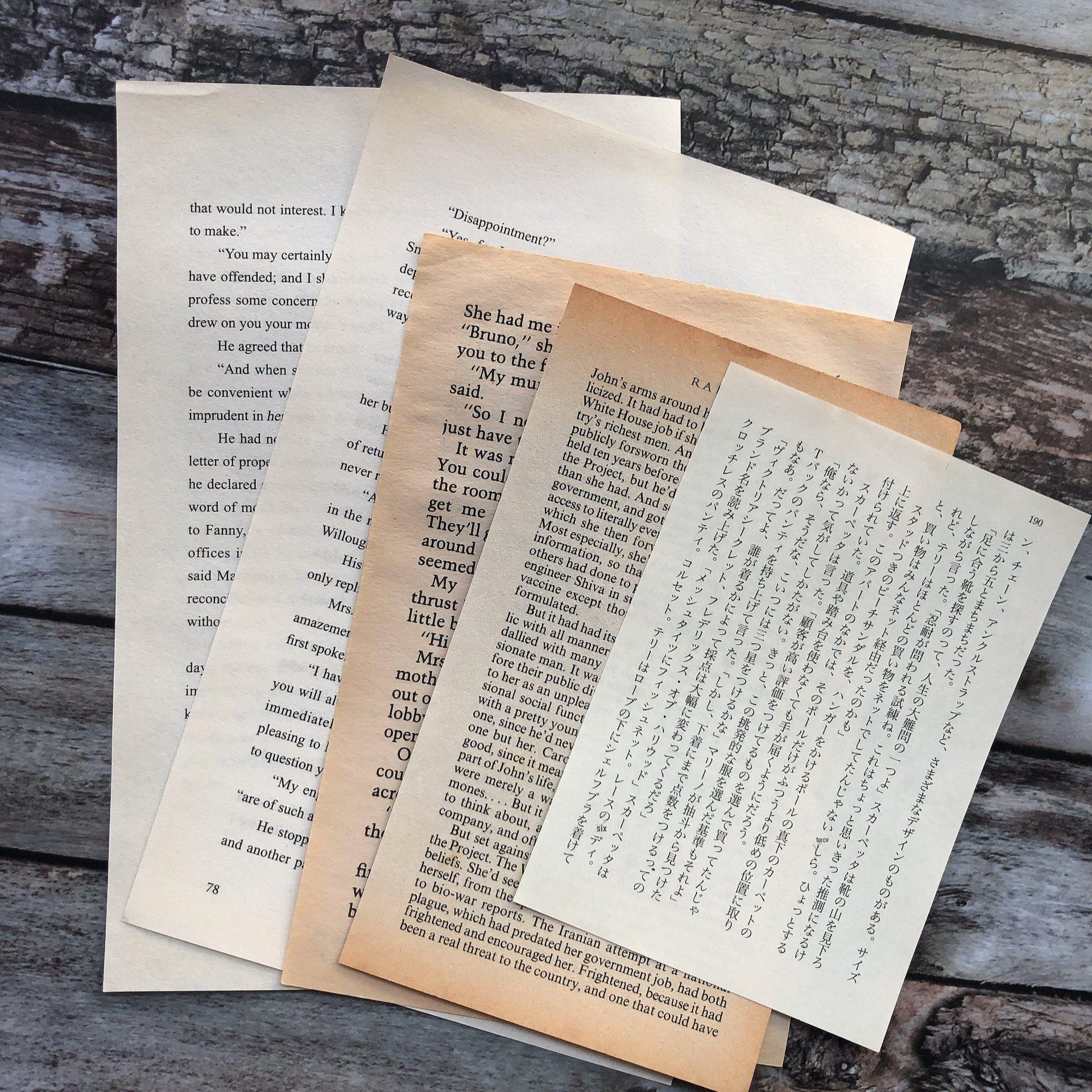 Винтажные Англо-Японские Страницы Книг для Ретро-Дневников и Фото-Фонов