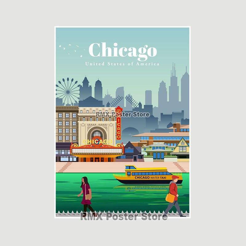 World Travel Minimalist  Posters New York London Paris City Poster White Paper Print Wall Art Decoration Picture Home Cafe Decor