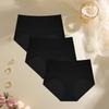 FINETOO 3Pcs Seamless High-Waisted Panty Anti-Slip Briefs Sexy Women's Underwear Anti-Curling Underpants S-3XL Large Size Pantie