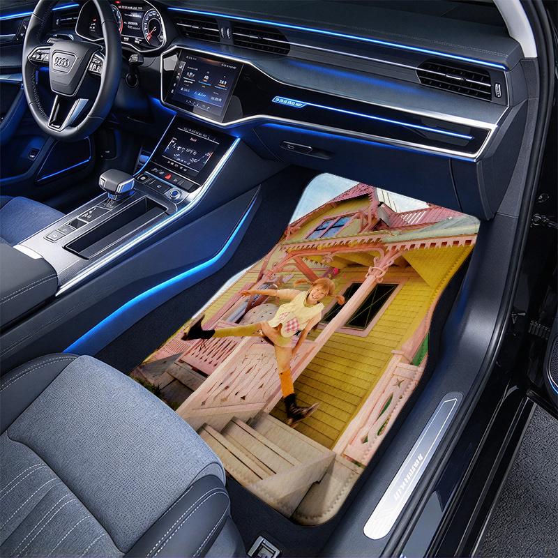 Inger Pippi pattern  Black Car Floor Mats Full Coverage All-Season Car Mats, XPE Non-Slip And Wear-Resistant Mats Suitable for SUV Interiors, Textured
