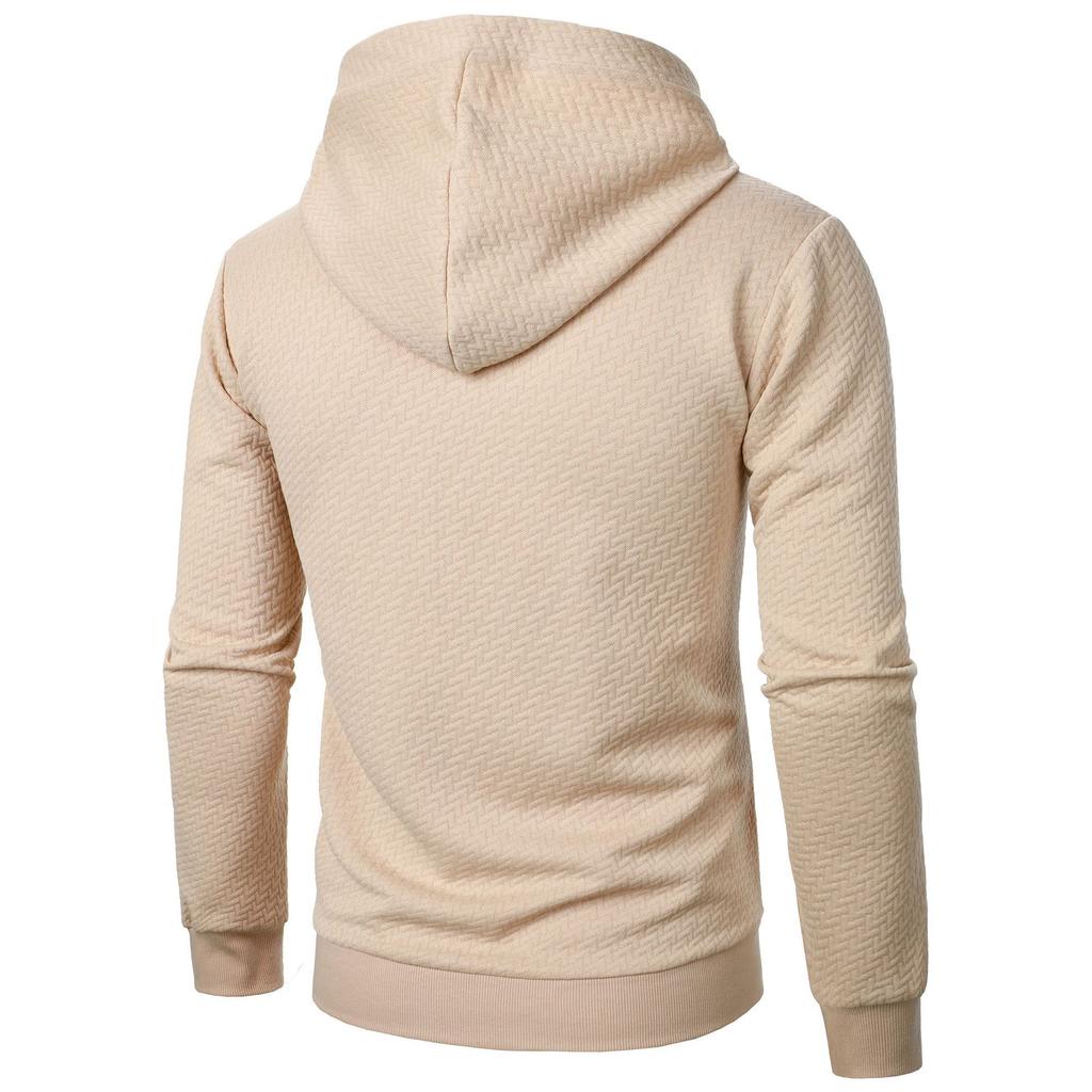 Autumn Winter Men's Jacquard Plaid Hoodie Long Sleeve Hoodie Warm Color Hooded Sweatshirt Coat Yasheng