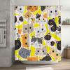 Bright Yellow Shower Curtain With Cat Design Polyester Fabric For Bathroom Decor Modern Home Decoration Gift Idea Multicolored W