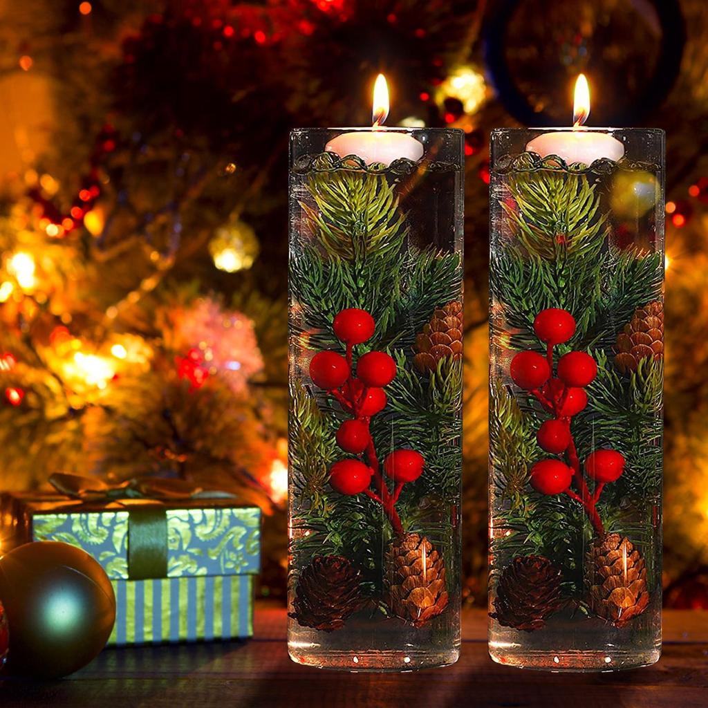 Christmas Branches for Vases Artificial Red Berry Set Christmas Berry Stems Fake Pine Cones for Holiday Home Decor Wedding Party