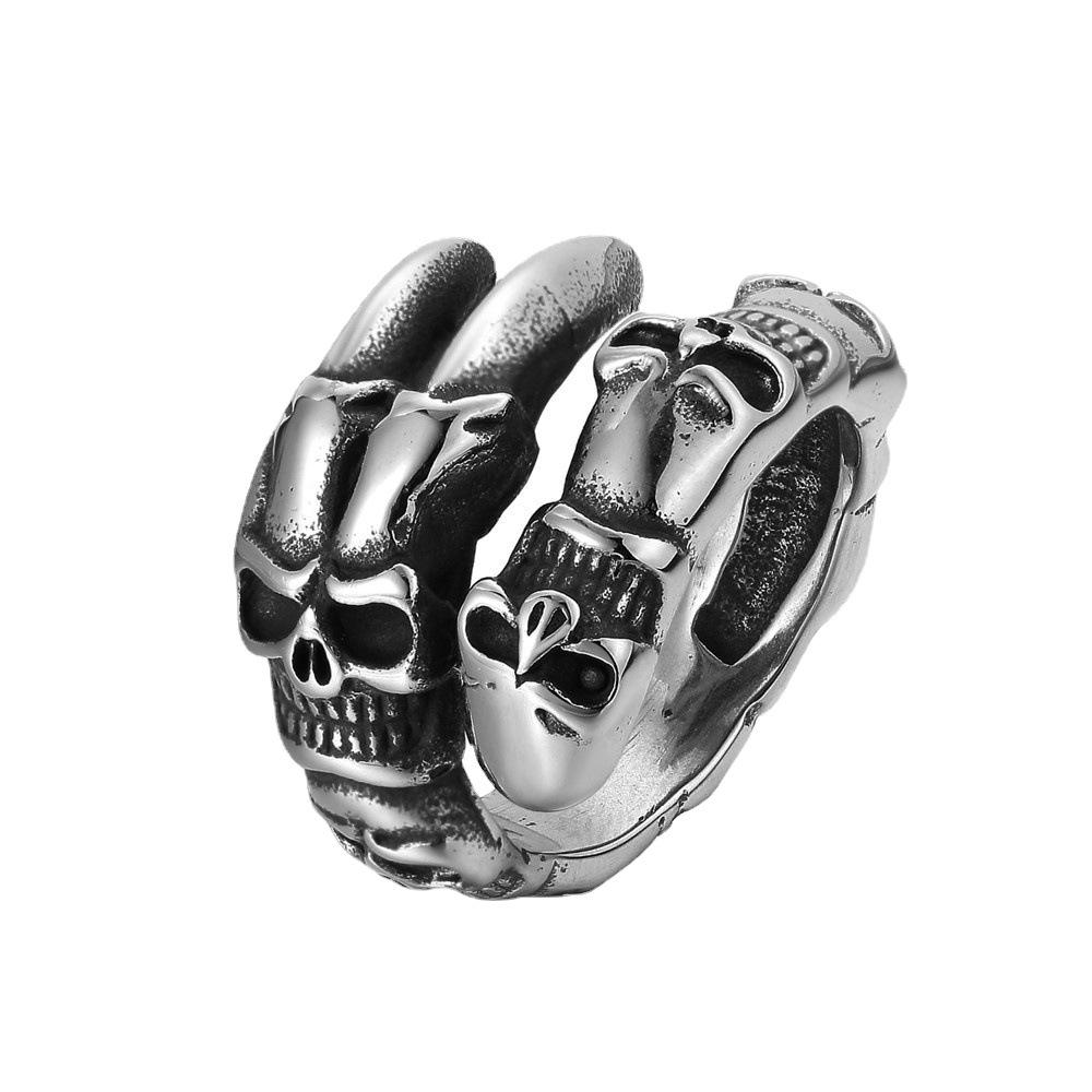 Skull Ring Retro Accessories Trendy Men's Punk Skull Claw Ring Animal Claw Bamboo Ghost Head Ring