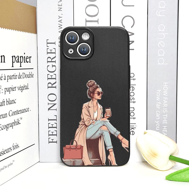 Girl Women Coffee Miss Phone Case for Iphone 16 12 11 14 13 15 Pro Max Mini X XS XR SE 7 8 16Plus Fashion Lady Female Soft Cover