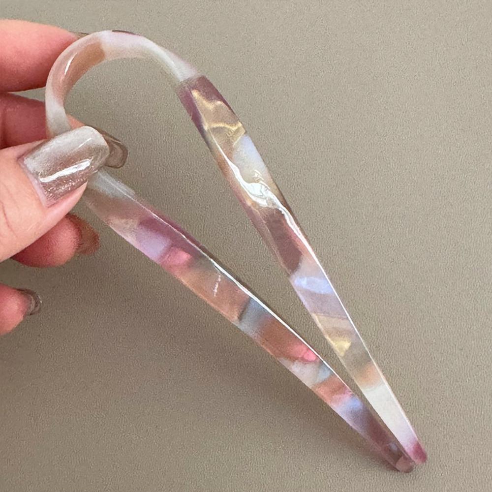 Geometric U-shaped Hair Stick Headwear Chinese Style Hair Fork Sweet Acetate Hairpin  Daily