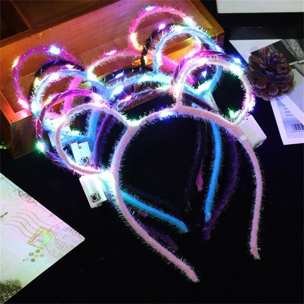 LED Christmas Antler Headband Reindeer Light Up Headband Luminous Hair Hoop Children Party Costume Cute Xmas Decoration 2024