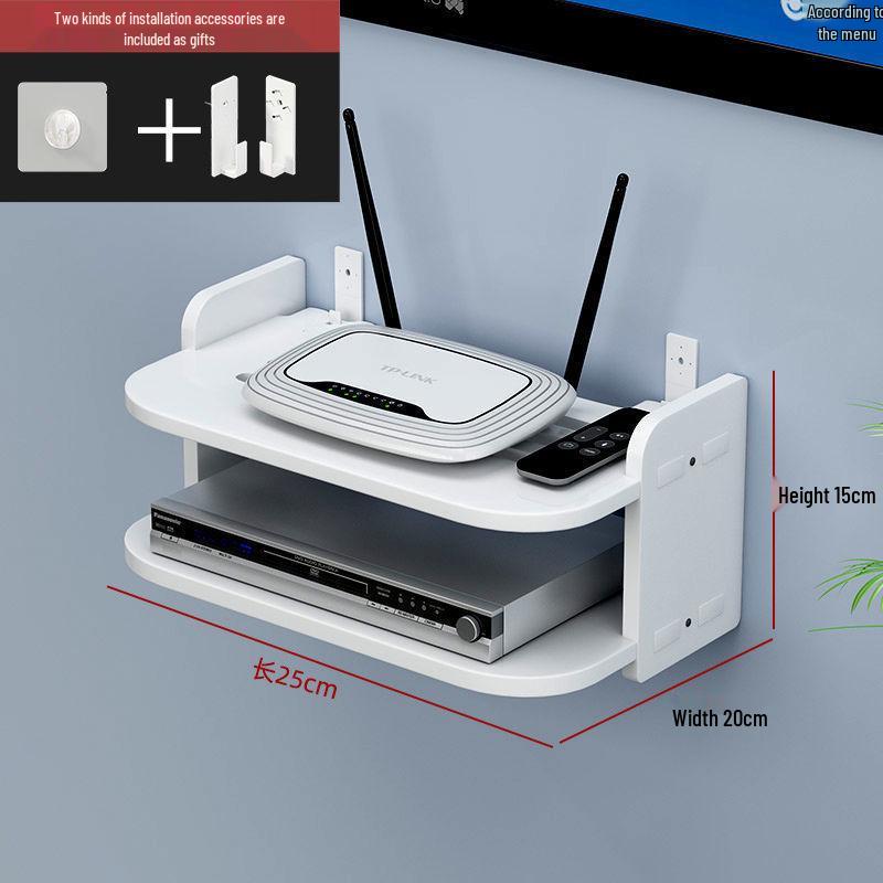 Wall-Mounted Wireless Router Shelf & Cable Organizer for Living Room