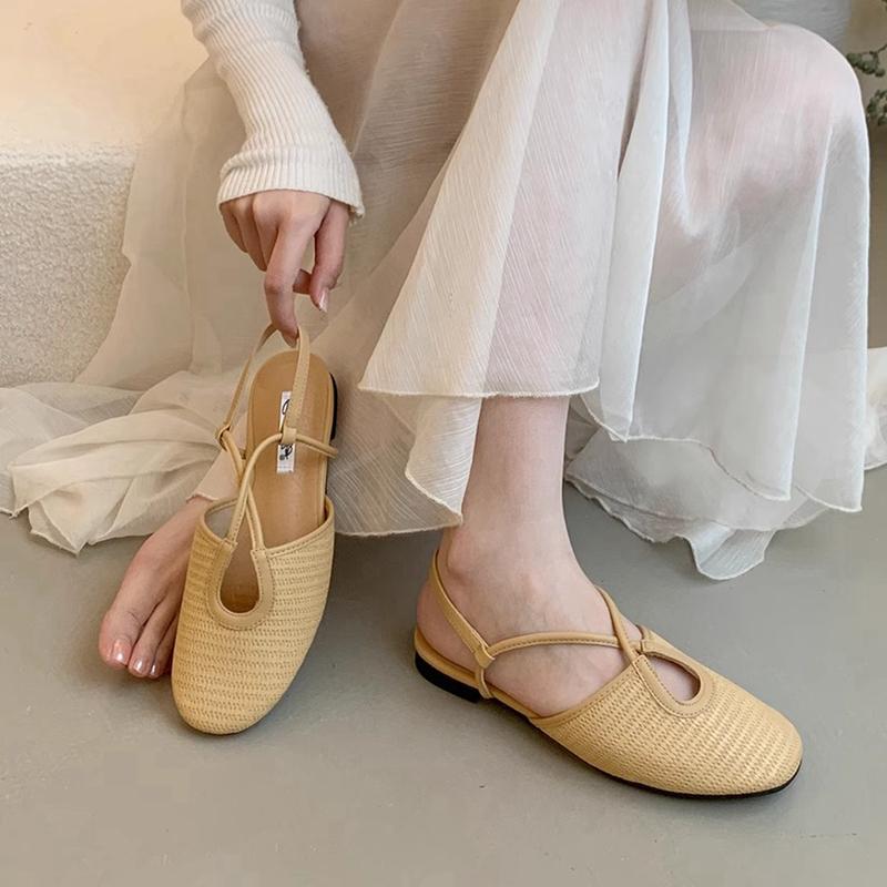 Fashion SUOJIALUN 2025 New Brand Women Flat Shoes Fashion Round Toe Ladies Elegant Single Shoes Soft Flat Heel Outdoor Dress Sandal Shoe