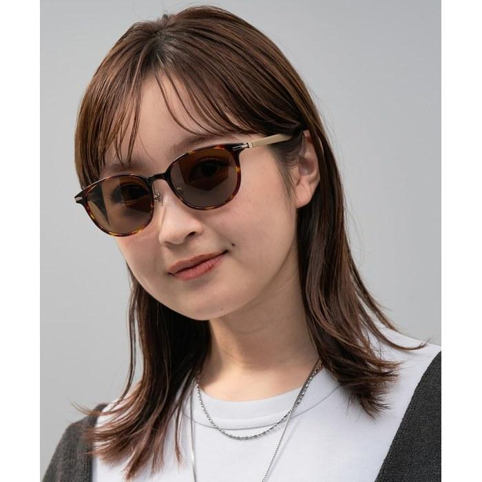 [Zoff] SUNCUT Glasses/UV100% Cut Boston Sunglasses Color Lens, Leather-Texture Temples, Nose Pads, Non-Slip, Unisex (Brown2, ZA181G05_49A1)