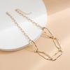 Minimalist Metal Irregular Hammer Pattern Adjustable for Women Fashion Gold Silver Color Oval Geometric Clavicle Chain Jewelry