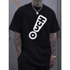 European Sizes Black Graphic T Shirt with Ouch Exclamation Print Casual Daily Wear Short Sleeve Tee Street Style Fashion Top Breathable