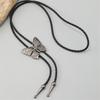 Vintage Adjustable Leather Cord Bolo Tie With Alloy Butterfly Pendant Jewelry Necklace For Western Fashion Enthusiasts