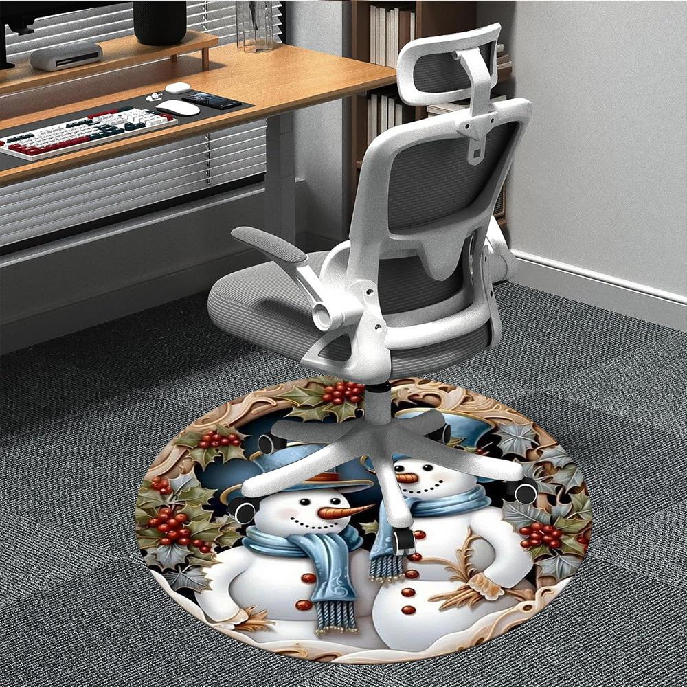 

1pc Snowman Christmas Decoration Chair Carpet for Office Non-Slip, Machine Washable Rug for Office, Room - Polyester, Machine Made yy251029236 80cm by 80cm