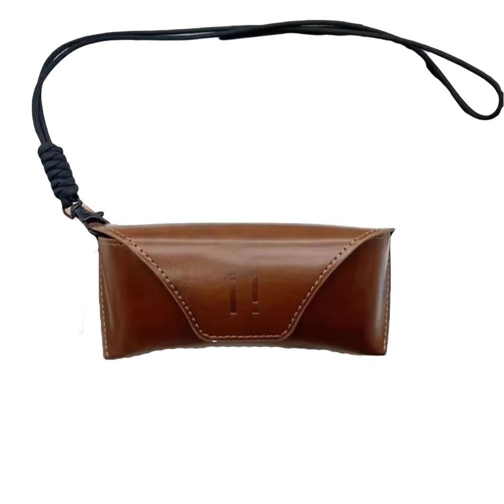 Hanging Neck Glasses Storage Bag Anti-Fall Sunglasses Eyeglass Bag PU Leather Glasses Bag Outdoor