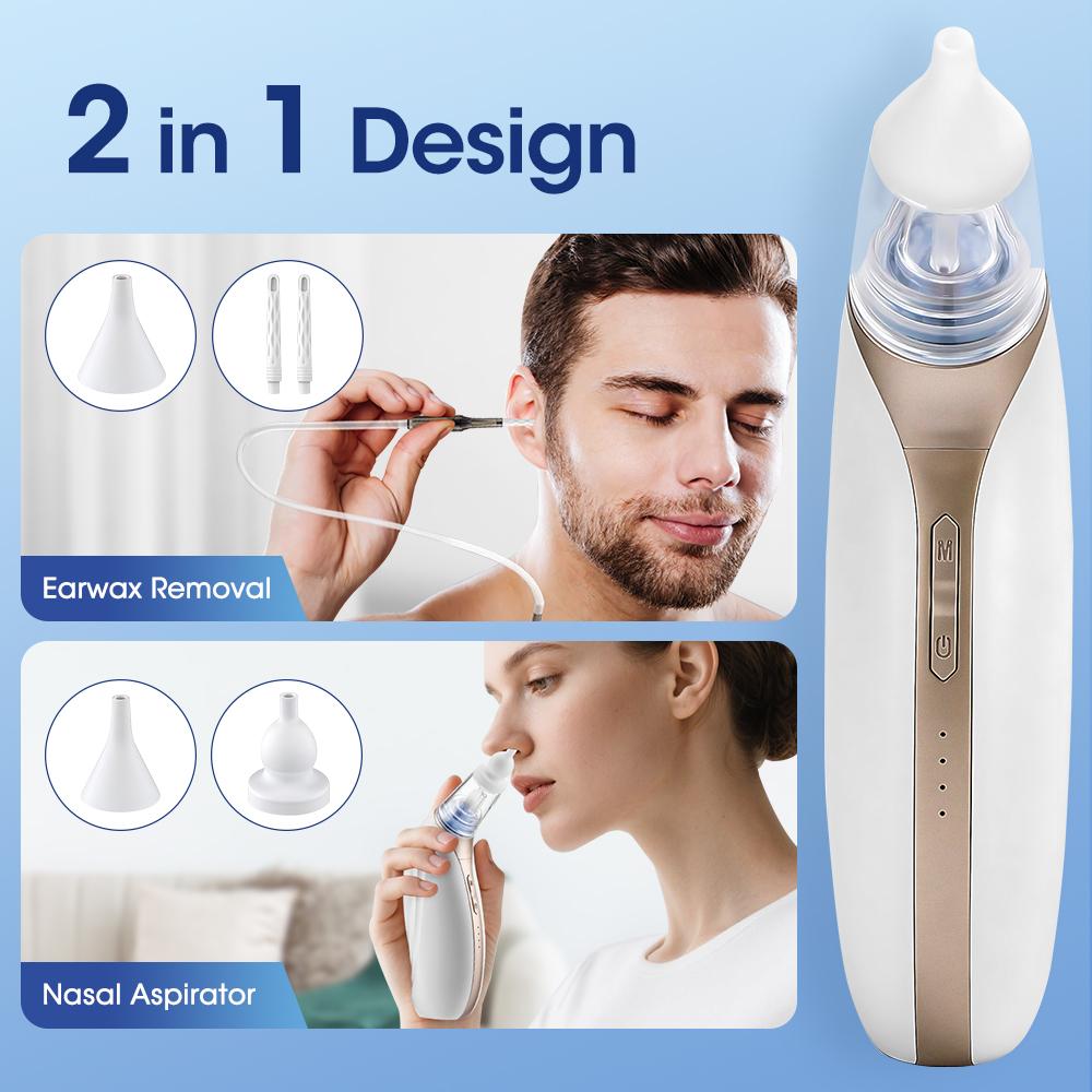 Ear Wax Vacuum Remover 3 Suction Levels Low Noise Rechargeable Ear Wax Removal Kit Nasal Aspirator Ear Cleaner for Adults Kids
