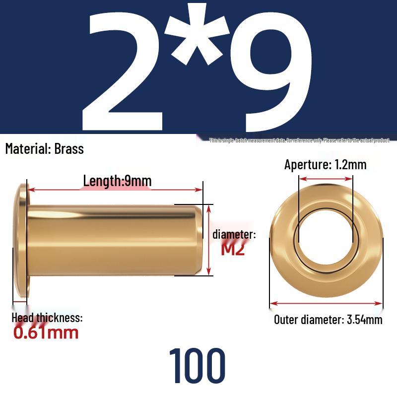 Pure Brass Hollow Rivets & Copper Eyelets Fasteners M1.3–M5