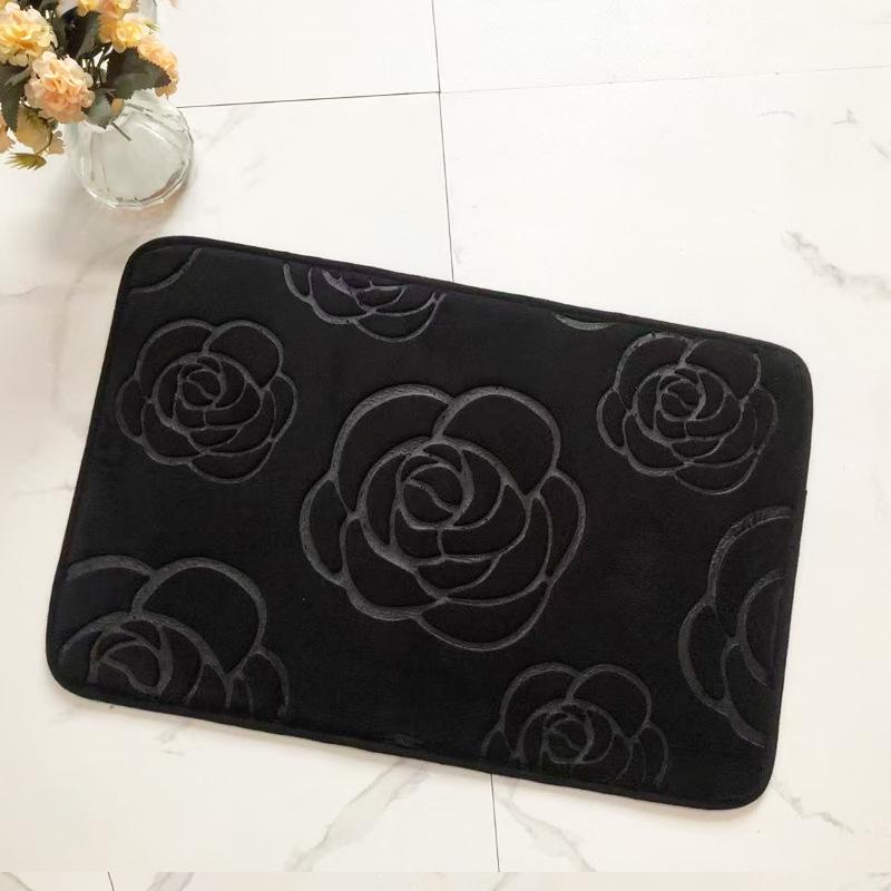 3D Embossed Absorbent Coral Fleece Non-Slip Bathroom Mat - Rose Foot Pad for Bedroom Entrance