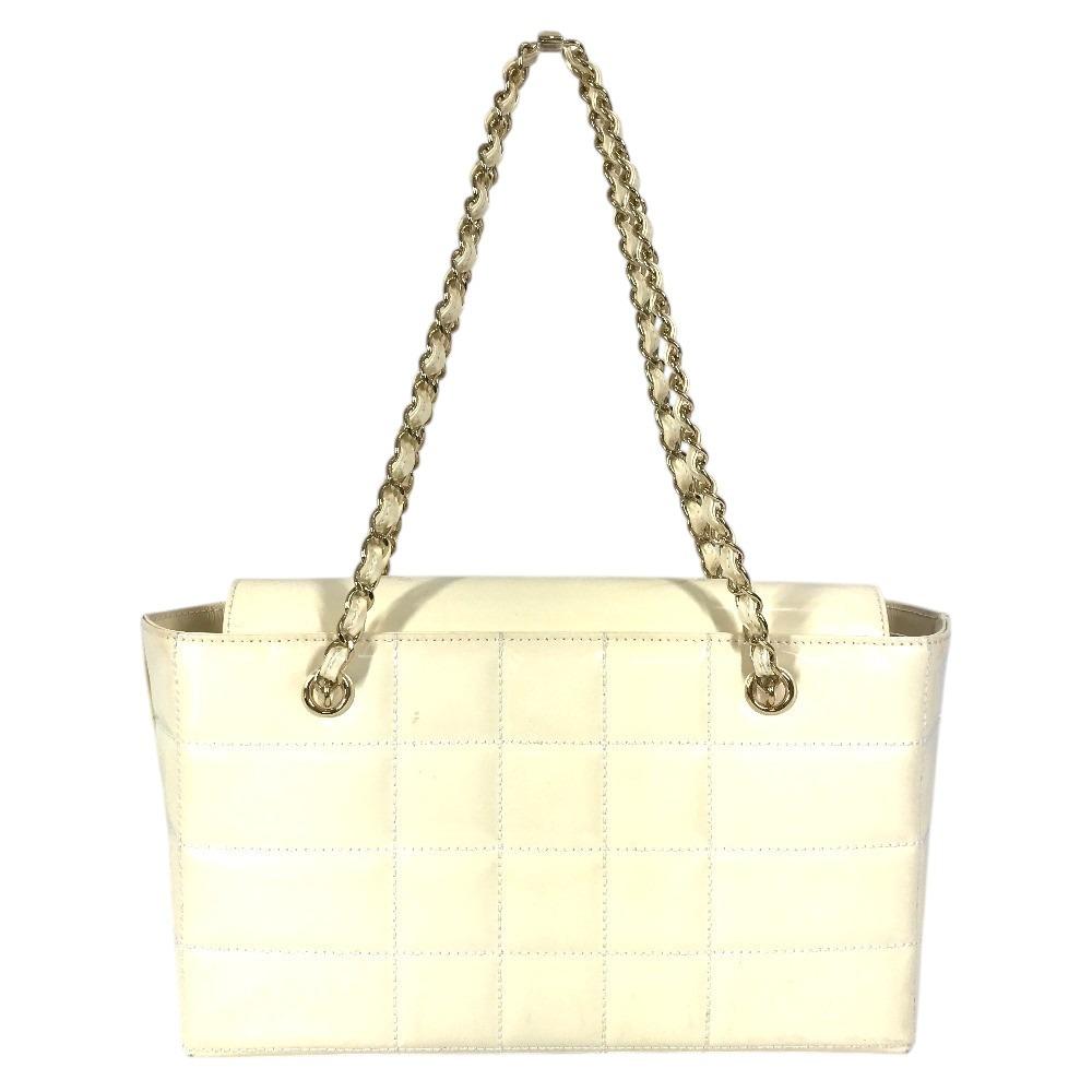 Chanel CC CC Mark Logo Chocolate Bar Shoulder Bag Enamel White