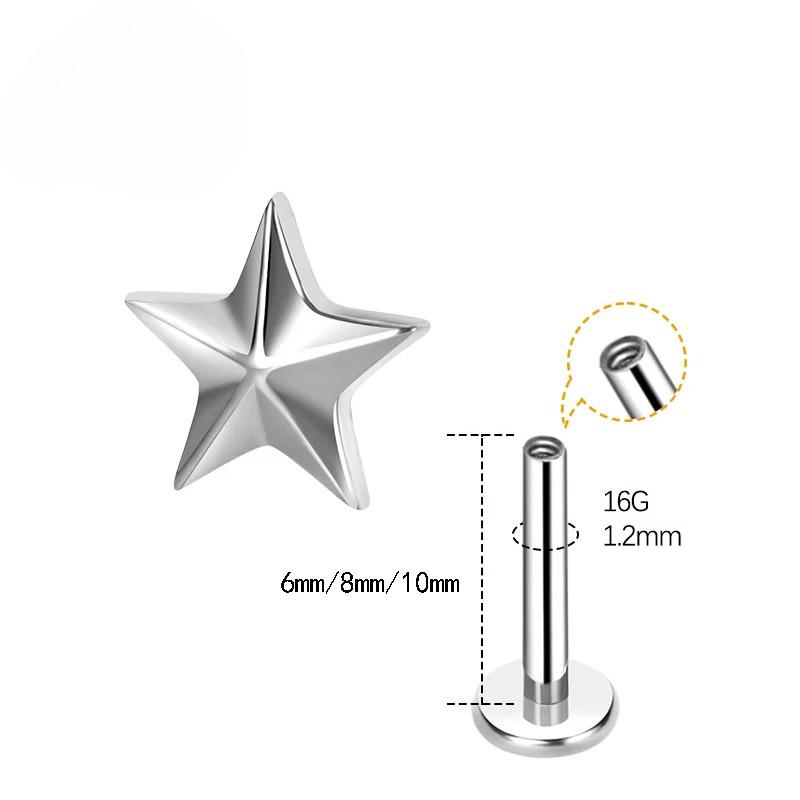 1 Stück G23 Titan Knorpelstecker Labret Lippe für Frauen Flache Rückseite Helix Tragus Gewinde Ohrring Conch Piercing Schmuck