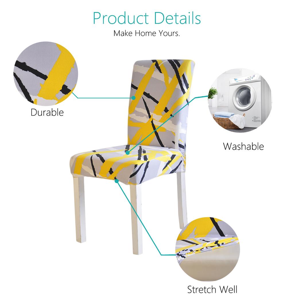 4Pcs Modern Printed Removable And Washable Stretch Banquet Hotel Dining Room  Chair Cover Elastic Seat Chair Covers