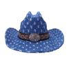 Stylish And High-Quality Old Denim Warped Edge Jazz Hat Can Be Worn In All Seasons, Men'S And Women'S Top Hats, Western Denim Hats