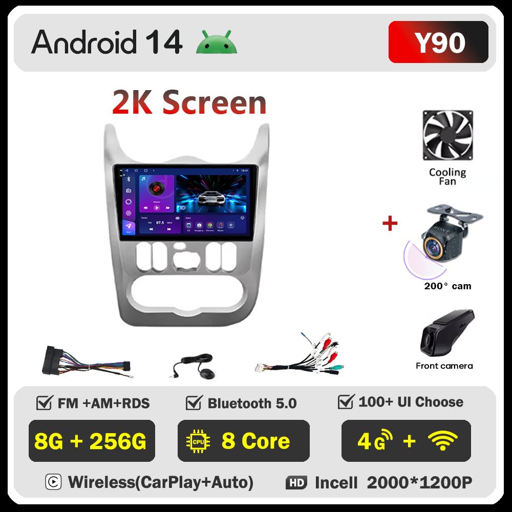 For Renault Logan 1 Sandero 2009-2015 Largus Dacia Duster Car Multimedia Video Player Touch Screen Android 14 Autoradio 5G Wifi